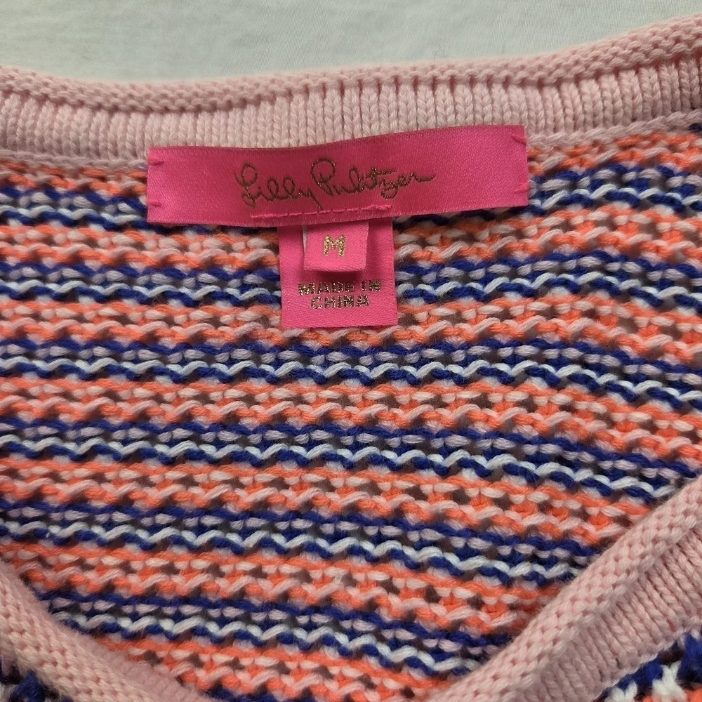 Lilly Pulitzer Samora Multicolor Chevron Knit Sweater Size‎ M